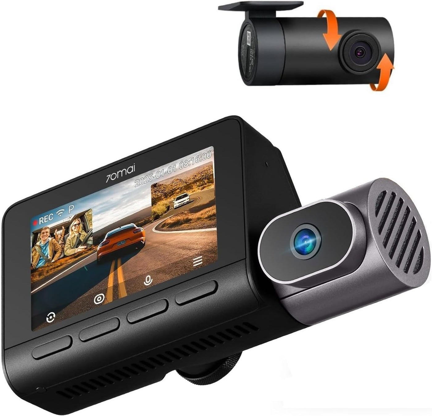 70mai 4K T800 3 Channel Dash Cam with Front,…