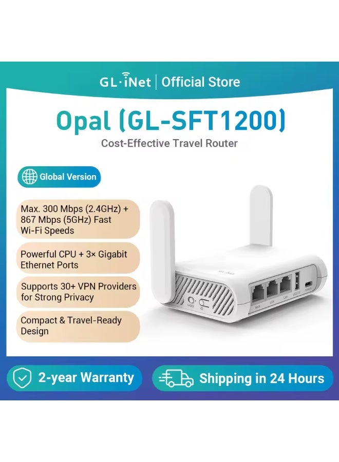 GL.iNet GL-SFT1200 (Opal) Secure Travel WiFi Router,…