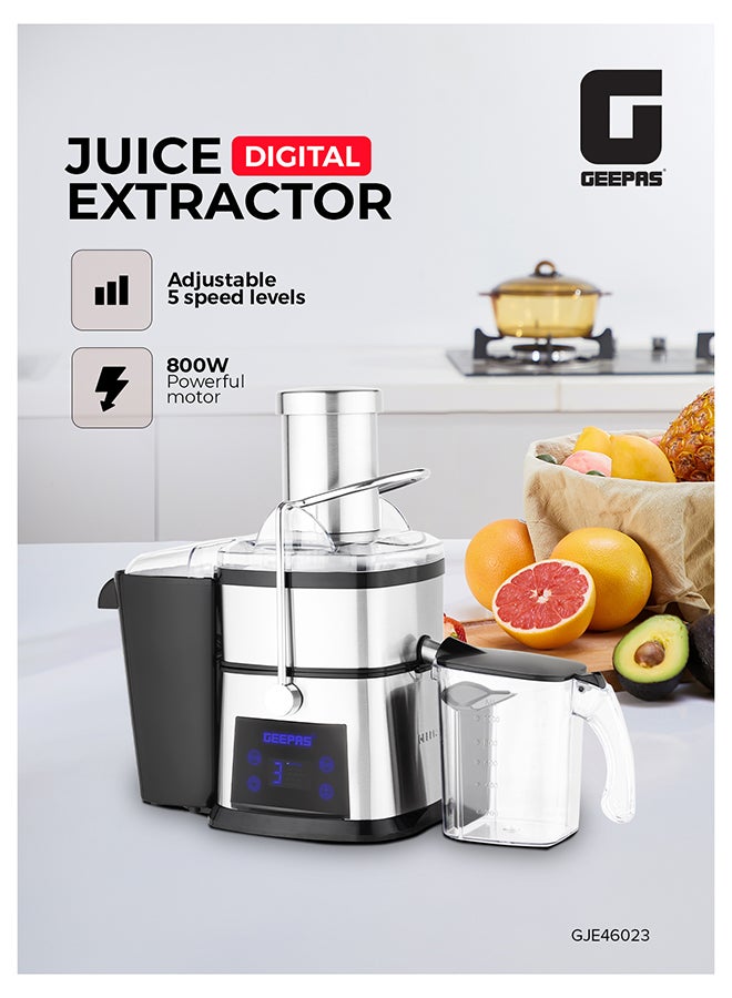Compare Digital Juice Extractor 1.0 L Juice Jug | 2.0 Pomace Container, 800 W Powerful Copper Motor with 5 Speed Setting | Touch Control, Stainless Steel Housing, Pusher, Filter and Blade, Perfect for Extracting Juices from F at KSA Price