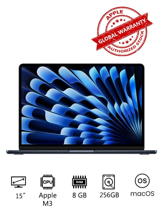 Compare New 2024 MacBook Air 15inch 2880x1864 Display, Apple M3 Chip 8Core CPU 10Core GPU Processor8GB RAM256GB SSDIntel UHD Graphics Midnight at KSA Price