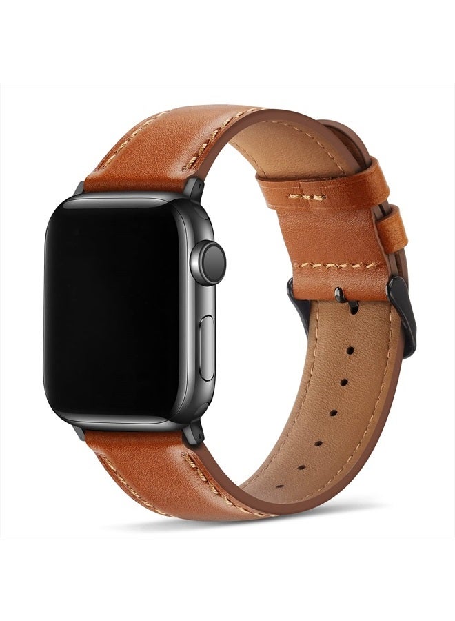 Compare Bands Compatible with Apple Watch Band 41mm 40mm 38mm Men Genuine Leather Replacement Band Compatible with Apple Watch Series 8 7 41mm SE 6 5 4 40mm 3 2 1 38mm  Classic Brown at KSA Price