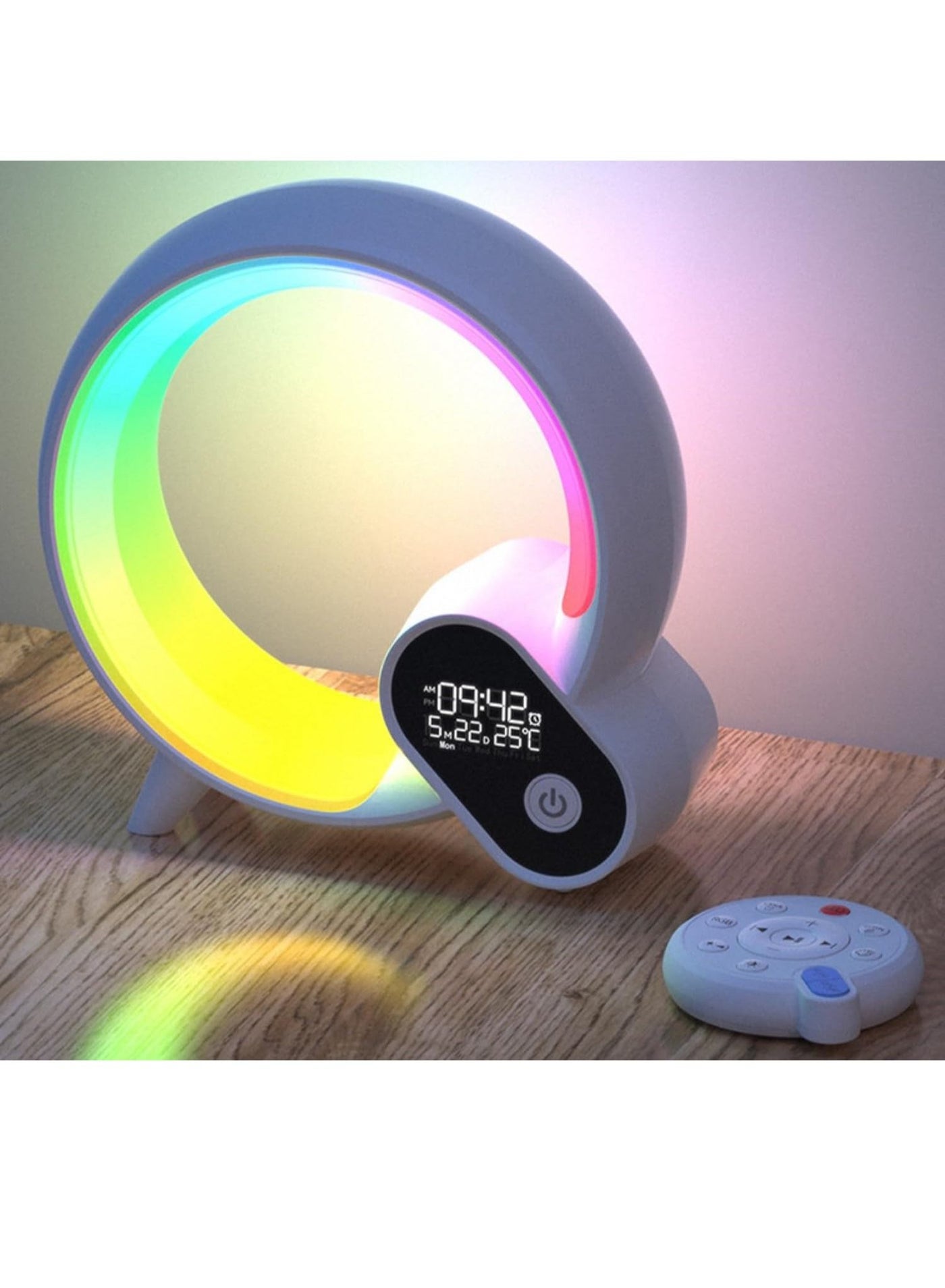 Compare Q Lamp with Wireless Charger, Wireless Charger Lamp, RGB Color Changing Ambient Light, Dimmable Night Light with Music Sync Table Lamp, Bluetoothh Speaker Smart Mood Light for Room at KSA Price