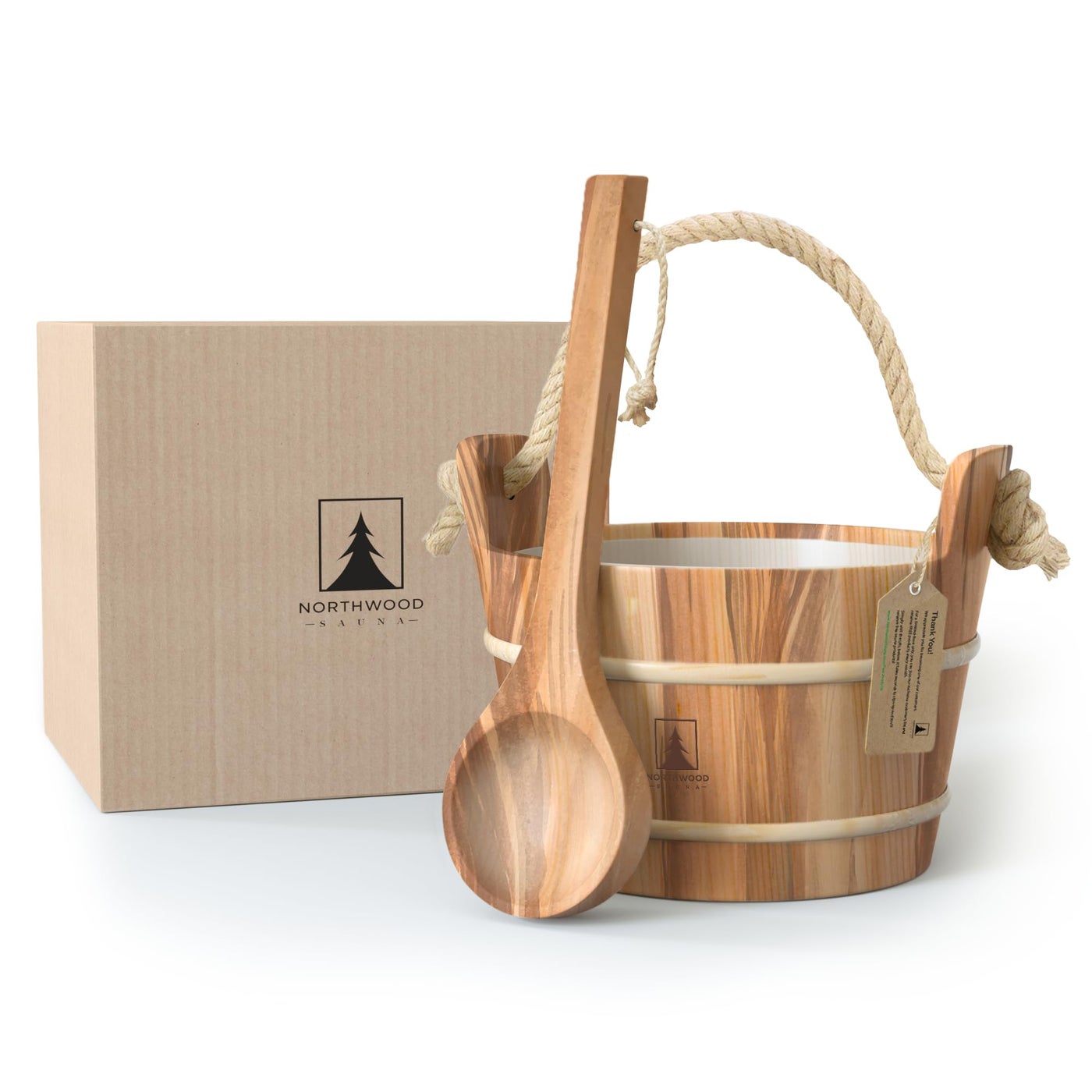 Compare Northwood Sauna  Sauna Bucket and Ladle Set  Handmade from Canadian Red Cedar Wood  Natural Rope Handle  1 Gallon 4 Liters Water Capacity at KSA Price