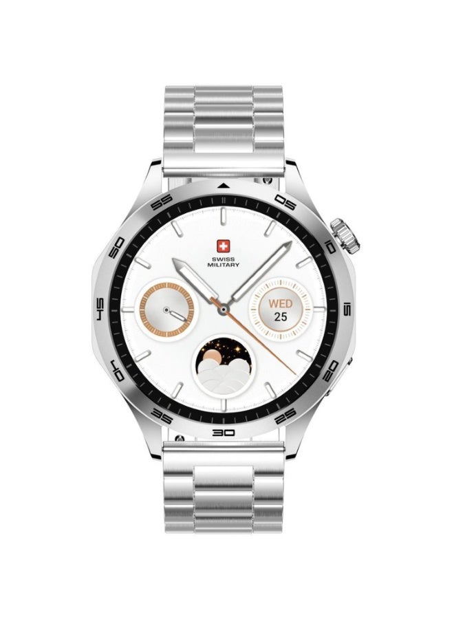 Compare Swiss Military Swiss International Smartwatch  Silver Frame with Silver Steel Strap at KSA Price
