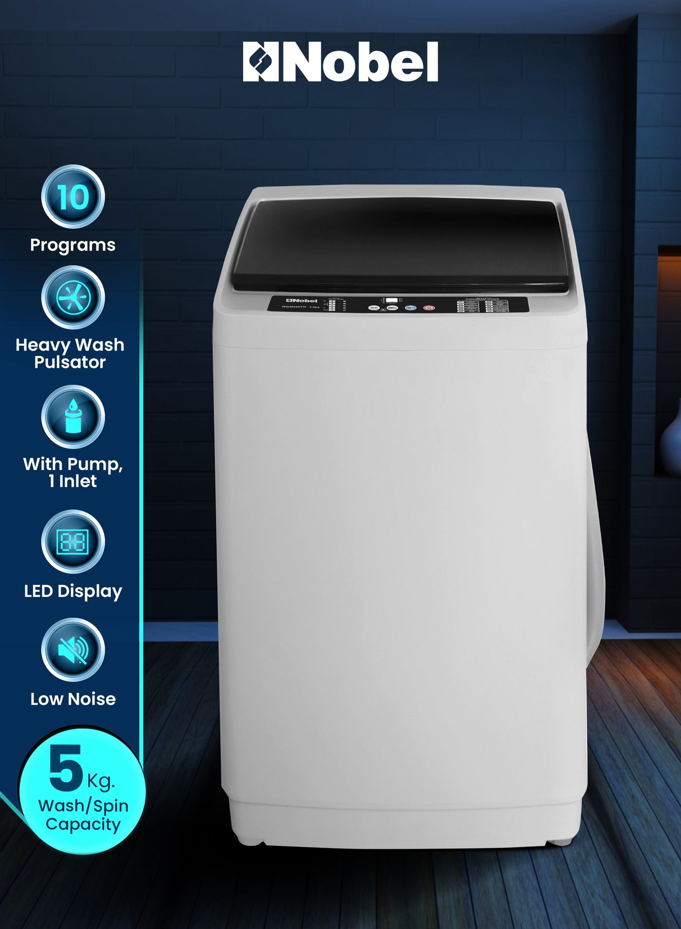 Compare 5.0 Kg Fully Automatic Top Load Washing Machine with LED Display, 10 Wash Programs, Stainless Steel Drum, Child Lock, Fuzzy Logic, and 750 RPM Spin Speed – Aluminum Motor, Plastic Body, 400W Power Input, Adjustable Feet, and Cycle End Buzzer for Effi at KSA Price
