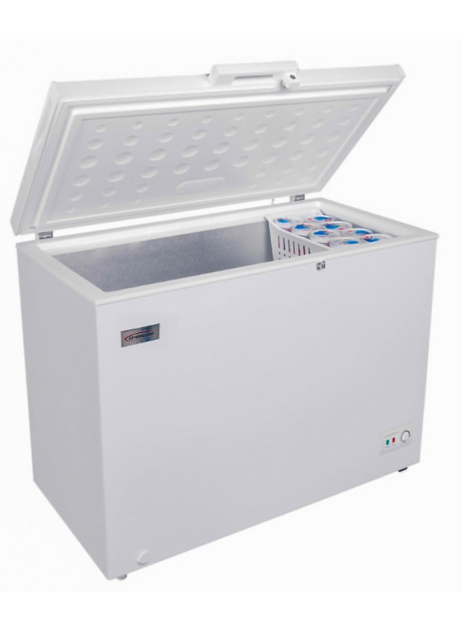 Compare General Gold 290L Chest Freezer, White Deep Freezer with Defrost, LED Light, Lock & Key, ExtraLarge EnergyEfficient Storage Solution at KSA Price