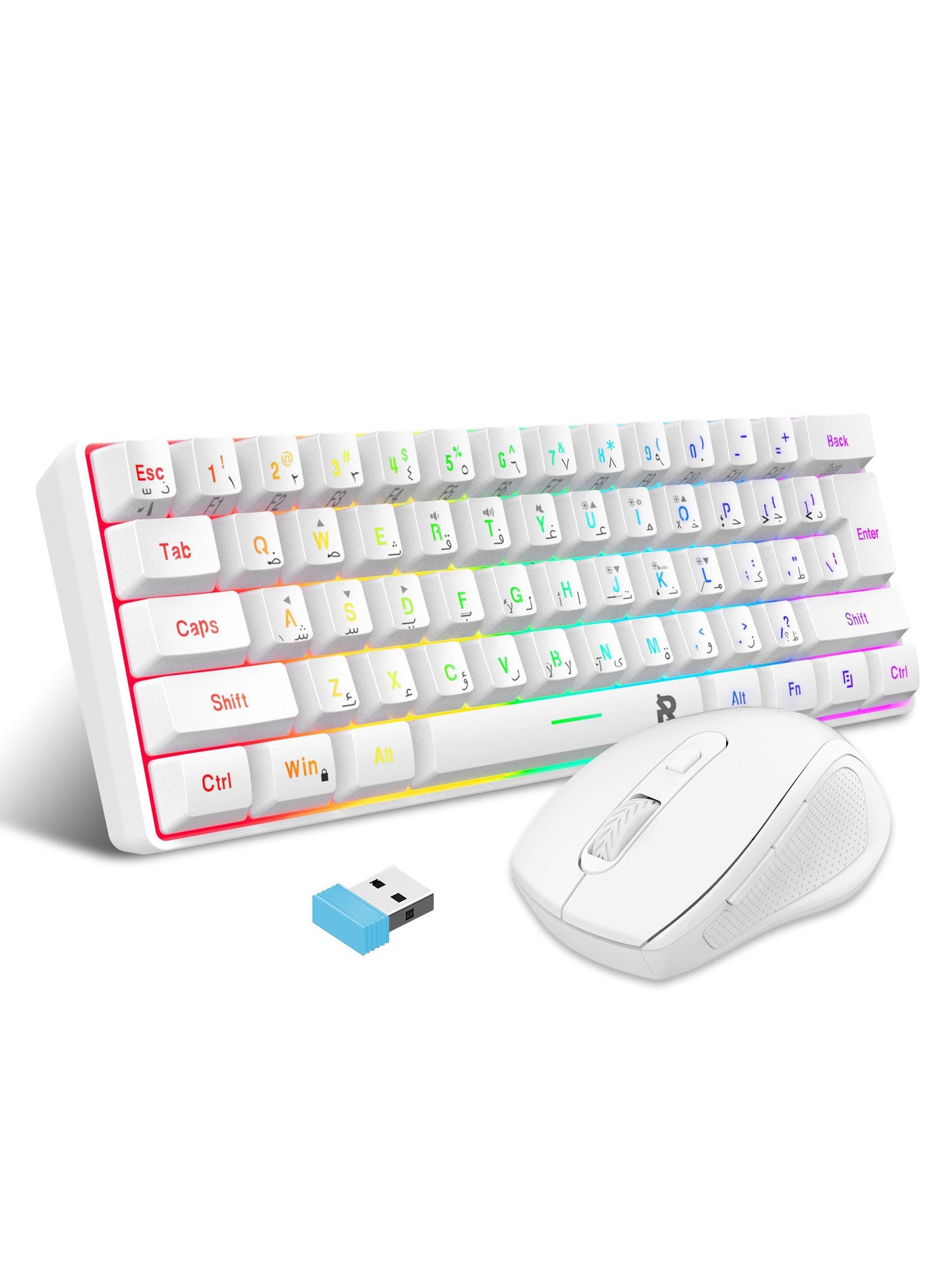 Compare ROCK POW Arabic English 2.4G Wireless Gaming Keyboard and Mouse Combo, Include Small 60% Merchanical Feel Keyboard, Ergonomic Design Mini Wireless Mouse at KSA Price