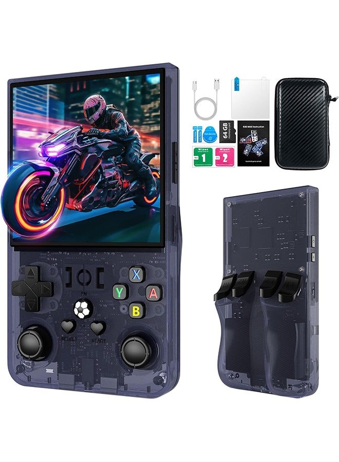 Compare New R36MAX Retro Handheld Game Console, 4.0 Inch IPS Screen Retro Gaming Console,Linux System, 4000mAh Battery Portable Pocket Mini Arcade, Builtin 64G, Grey at KSA Price