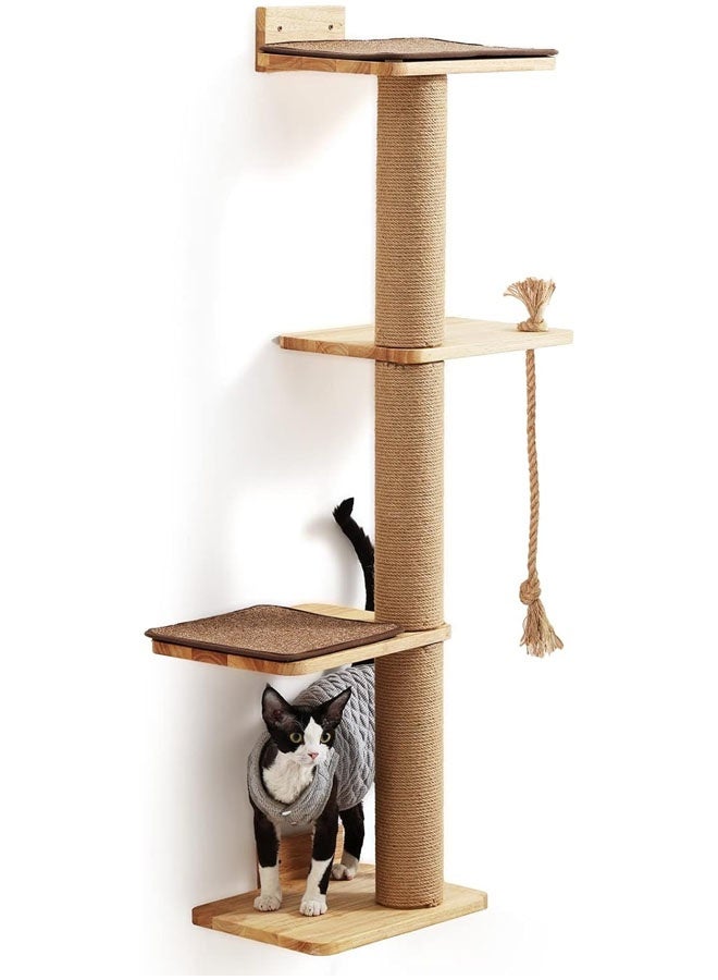 Compare Cat Scratching Activity Tree Wall Mounted, 50 Inch Cats Scratch Post, with Kitten Bed, Rubber Wood Scratcher Posts, Large at KSA Price