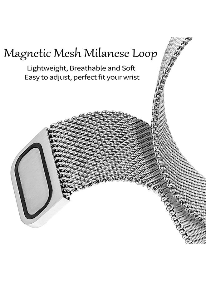Compare Magnetic Band Compatible with Apple Watch Band 38mm 40mm 41mm 42mm 44mm 45mm Milanese Strap with Bling Case and Screen Protector, Dressy Stainless Steel iWatch Loop for Women Silver 44mm at KSA Price