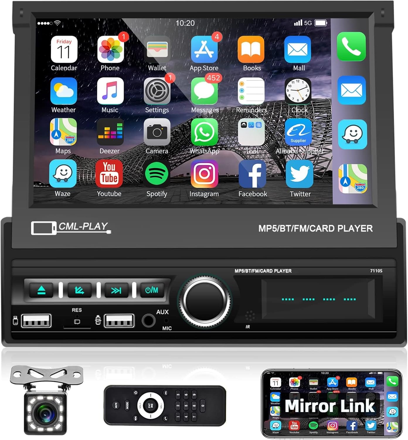 Podofo Single Din Touchscreen Car Stereo with…