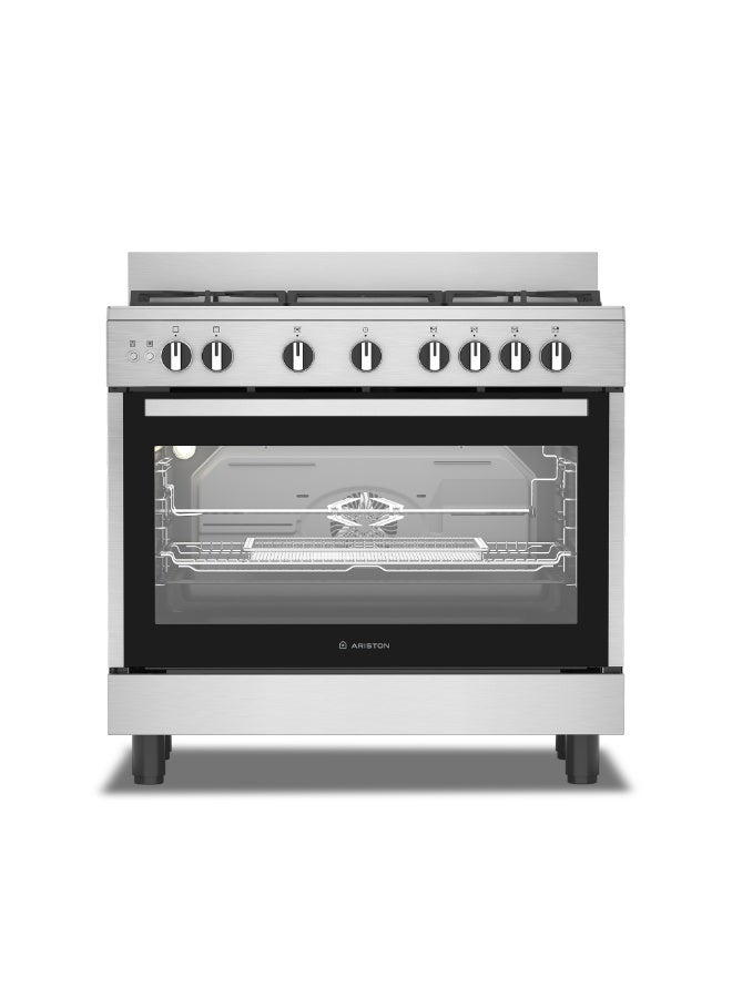 Compare Ariston 90x60cm Cooking Range With 5 Burners, Builtin Air Fryer, FanAssisted Oven, SelfCleaning, Auto Ignition, Safety Valve, Cast Iron Support, Stainless Steel – ARR9GGF23129XME 5 ARR9GGF23129XME Inox at KSA Price