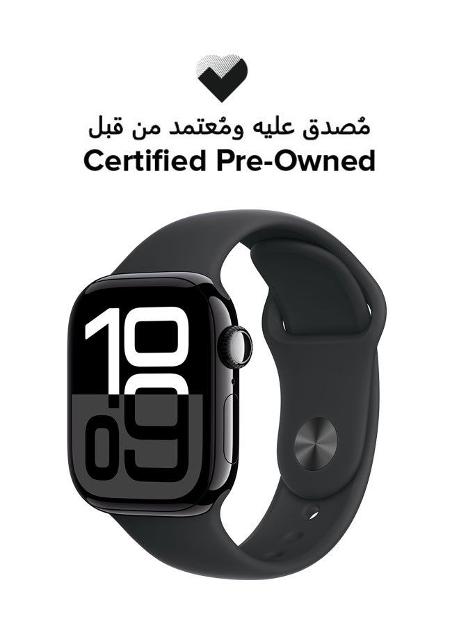 Compare Renewed  Watch Series 10 GPS + Cellular 42mm Jet Black Aluminium Case With Black Sport Band at KSA Price
