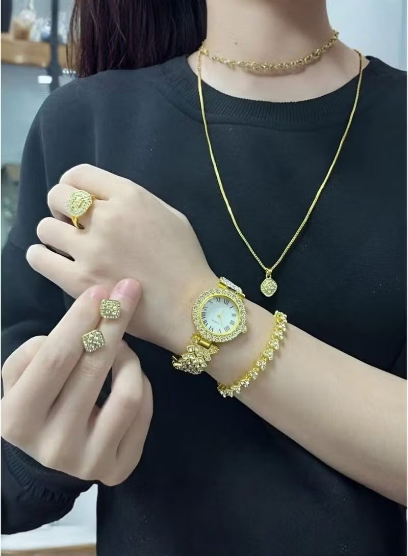 Compare A58 Plus 7in1 Gold Women Smartwatch Jewelry Gift Set – 2.02” Bluetooth Calling Smartwatch with Extra Straps, Ring, Bracelet, Earrings & Necklace – Luxury Ladies Combo at KSA Price