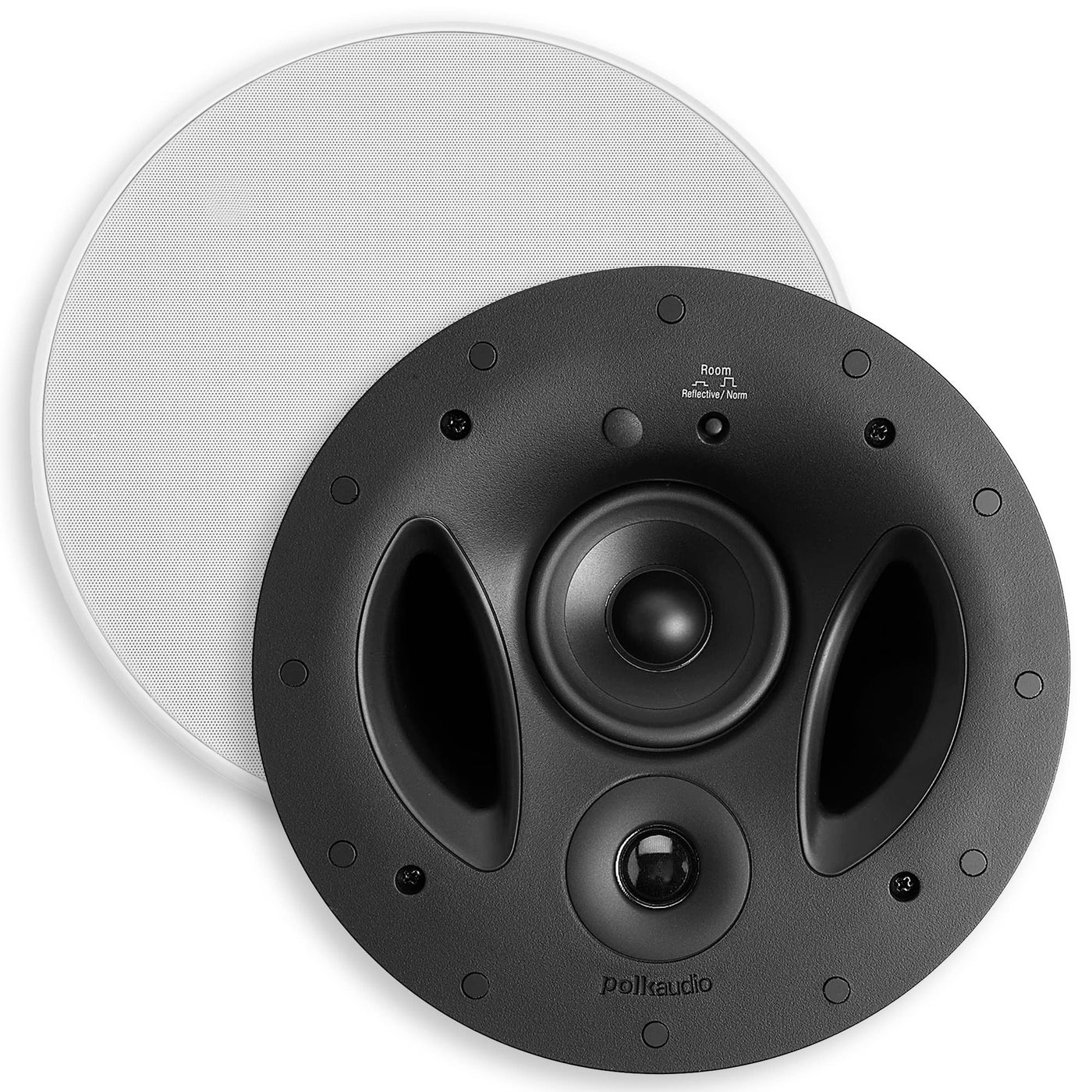 Compare Polk Audio 90RT 3Way inCeiling Speaker The Vanishing Series Perfect for Mains Rear or Side Surrounds Paintable WaferThin Sheer Grille Dual BandPass Bass Ports for Low Frequencies at KSA Price