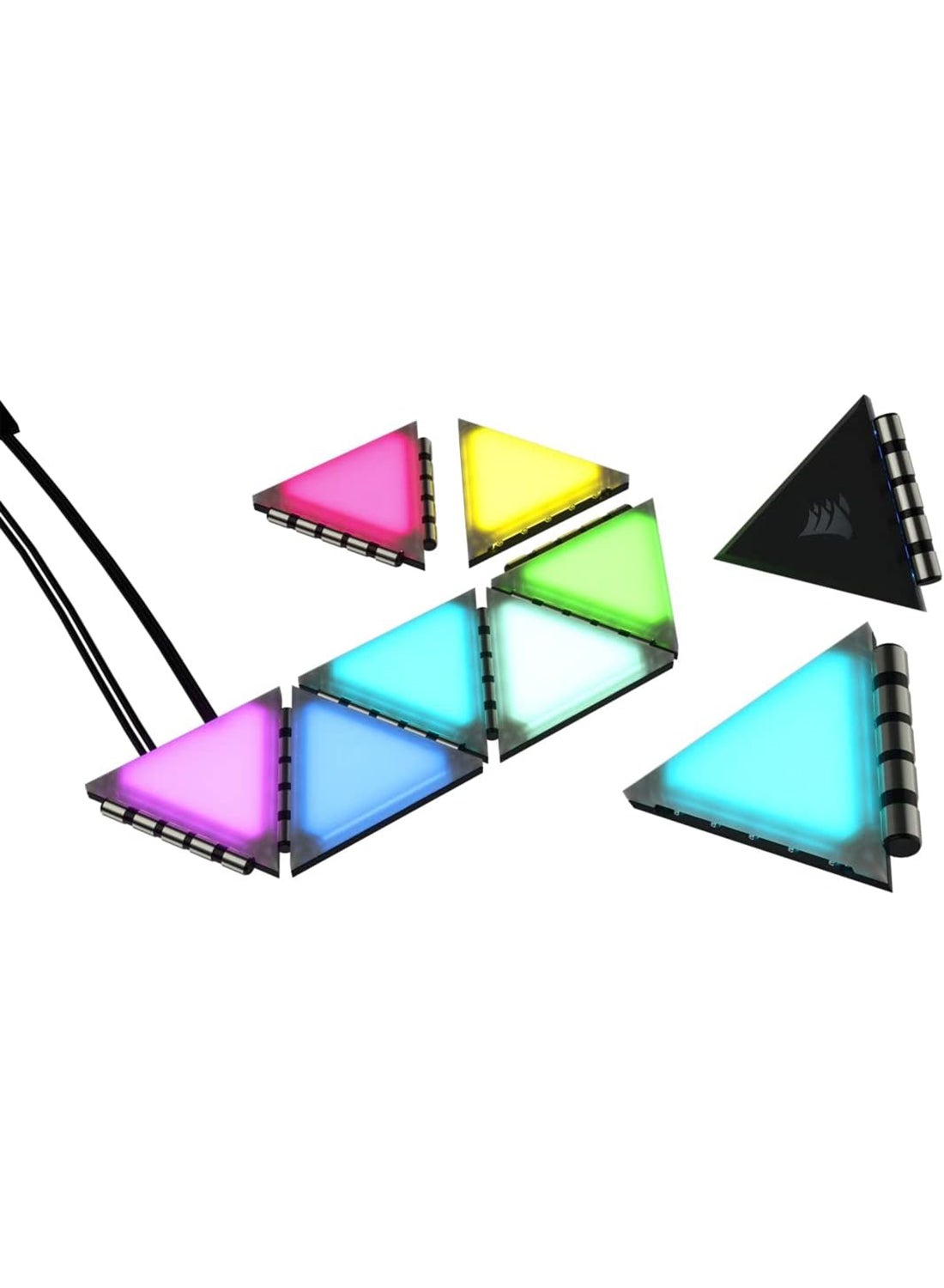 Compare iCUE LC100 Case Accent Lighting Panels, Mini Triangle, 9X Tile Expansion Kit, 81 RGB LEDs with Light Diffusion, Simple Magnetic Fixture, Lighting Node Pro Included | CL9011115WW at KSA Price