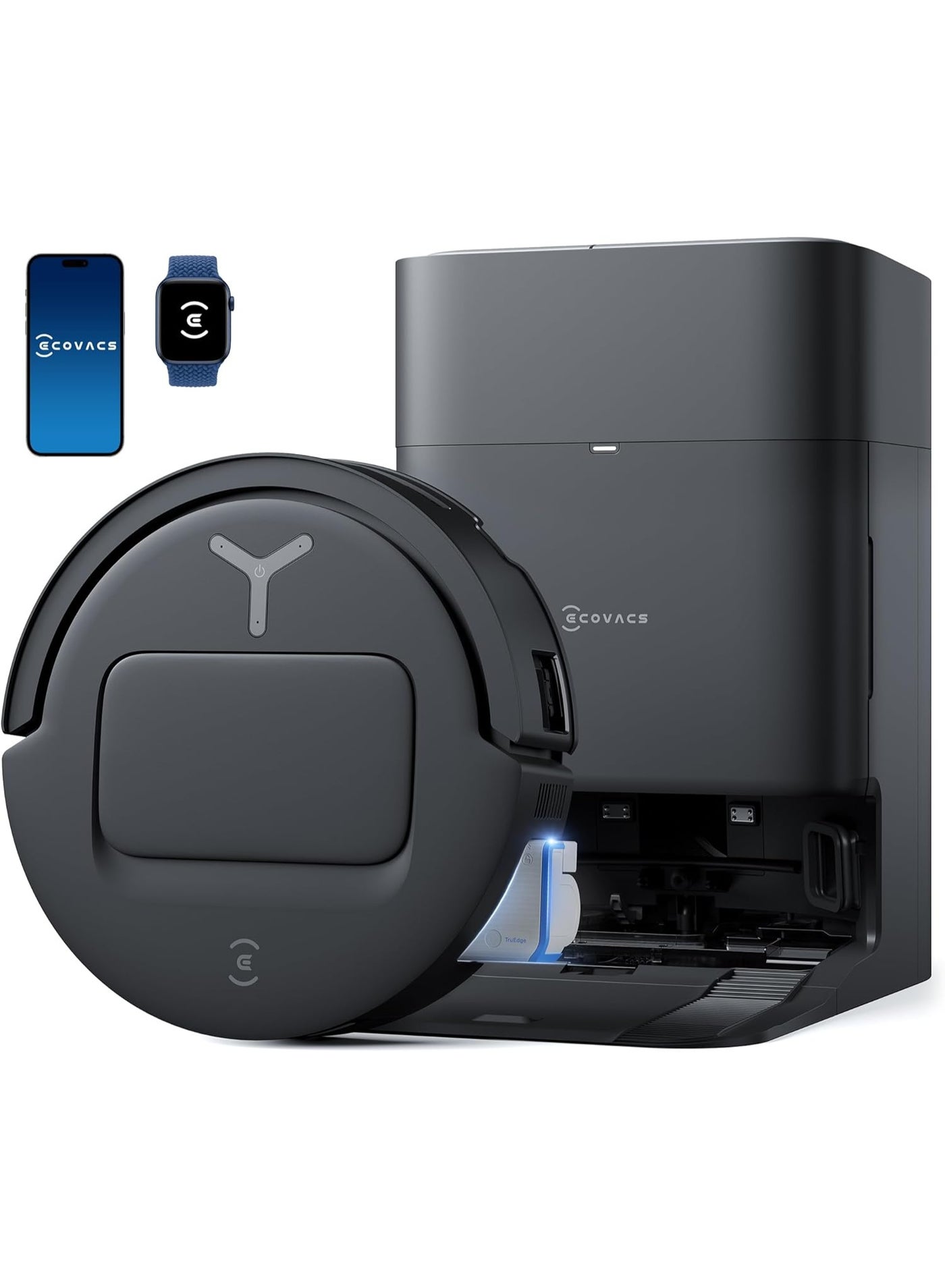 Compare DEEBOT T80 Omni Robot Vacuum and Mop, 18,000Pa Suction, OZMO™ Roller RealTime Mop Washing, SelfEmptying, Hot Air Drying, AI Navigation, AntiTangle Brush, for Pets, Carpets & Hard Floors 110 ml 80 W DEEBOT T80 OMNI Black at KSA Price