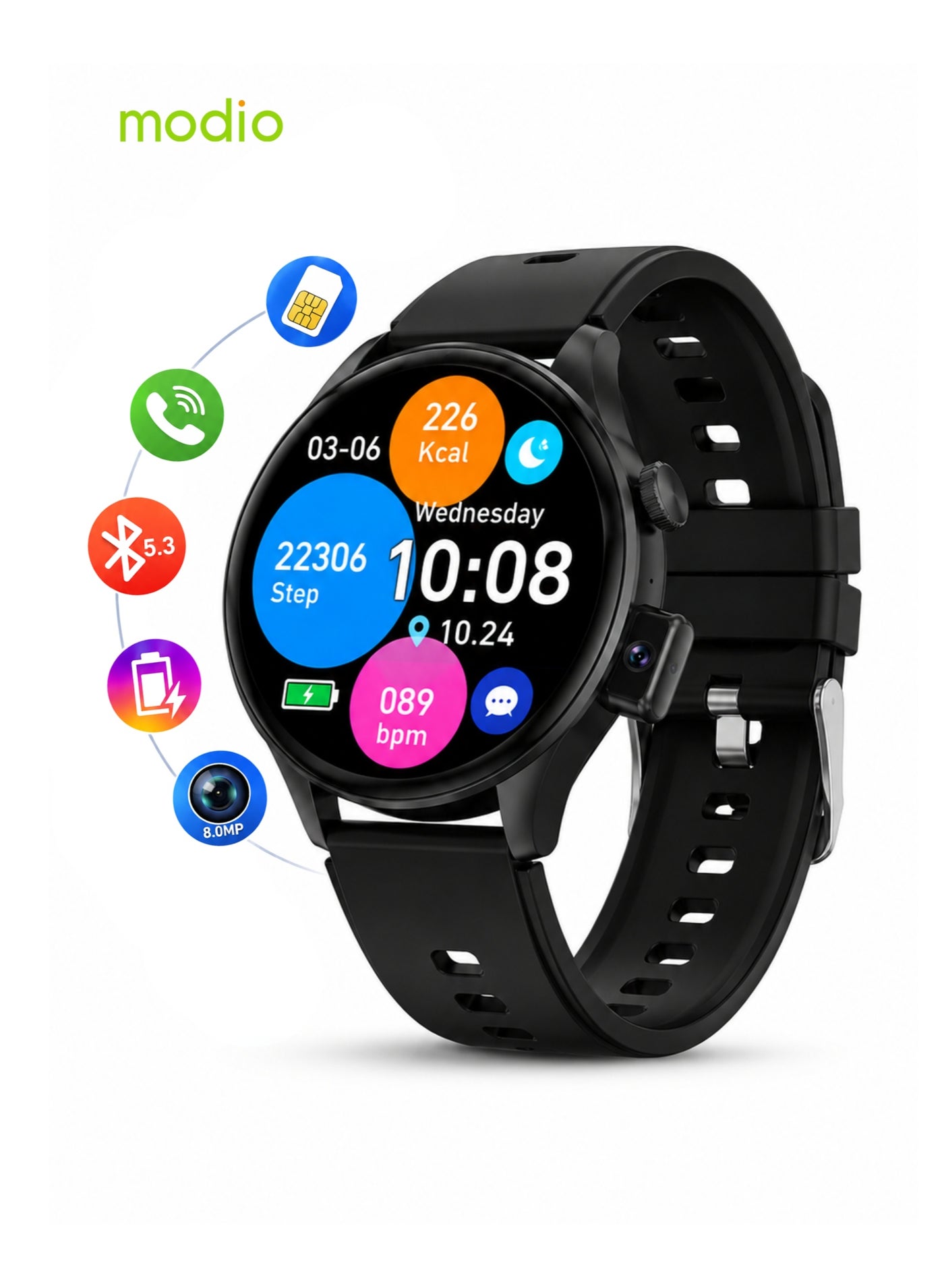 SM07 Camera Smart Watch with SIM Card Slot, 8MP,…