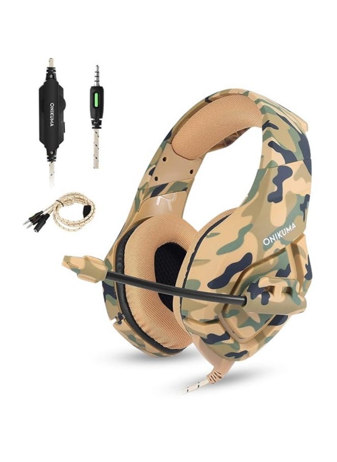 Compare ONIKUMA K1B Stereo Gaming Headset with Microphone & Volume Control | Camouflage Yellow | Surround Sound OverEar Headphones for PC, PS4, Xbox, Laptop & Mobile | NoiseIsolating Gaming Headphones with Adjustable Headband & S at KSA Price