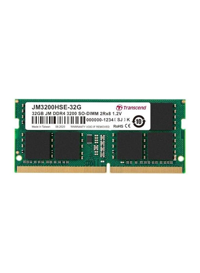 Compare JetRAM 32GB DDR4 3200MHz SODIMM Laptop RAM, CL22, 1.2V, PC425600, 260Pin, NonECC, Unbuffered, Dual Rank, Green PCB | JM3200HSE32G at KSA Price