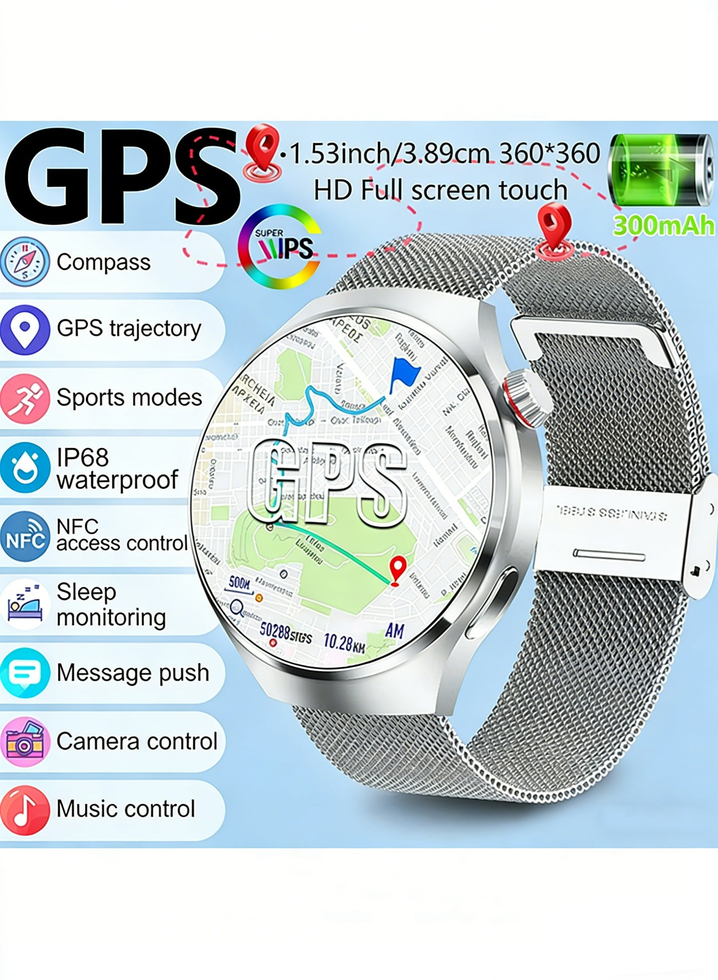 Compare Mens Smart Watch Outdoor Multi Sport Mode 1. 53inch HD Screen 300mAh Battery Capacity Wireless Call Mens Watch, Fitness Tracker, Workout Companion, Sleek Smartwatch For Men at KSA Price