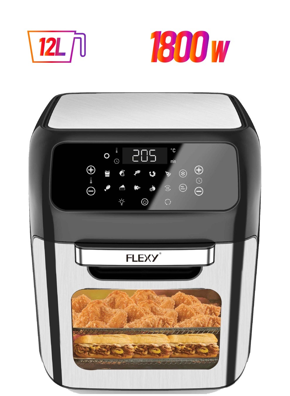 Compare Air Fryer 12L 1800W Digital With Touch Controls And Clear Window Includes 10 Presets 6 Accessories For Roasting Baking Dehydrating Reheating at KSA Price
