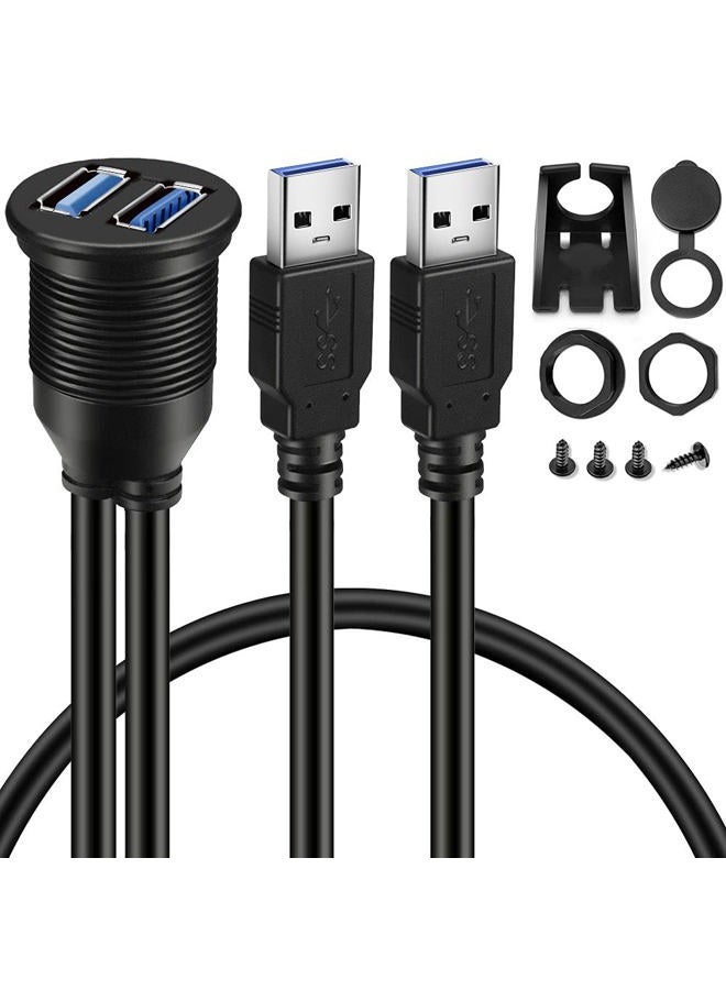 Compare 2 Ports Dual USB 3.0 Male to USB 3.0 Female AUX Flush Mount Car Mount Extension Cable for Car Truck Boat Motorcycle Dashboard Panel  3ft at KSA Price