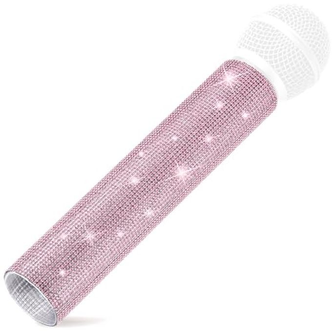 Compare Mic Not Include Pink Microphone Decorative Sleeve, Wireless Microphone Cover, Pretend Glitter Bedazzled Microphones Sleeve, Sparkly Bling Rhinestones Mic Cover For Disco Stage Party & Tv Show at KSA Price