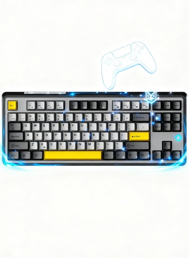 Compare AK870 Gaming Keyboard,TKL Hot Swap Gasket Mount Mechanical Keyboard, 4000mAh Bluetooth 2.4G TypeC RGB Custom Keyboard, South Facing LED for Windows Mac, Flying Fish Switch at KSA Price