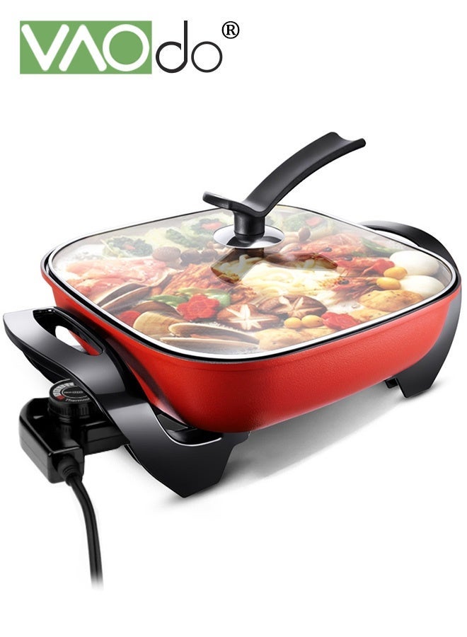 Compare 6L Largecapacity Electric Skillet, Quick Even Heating Pan with Glass Vented Lid, Scratch Resistant Interior, Cool Touch Handles,Square Alluminium Alloy Electric Pot Red at KSA Price
