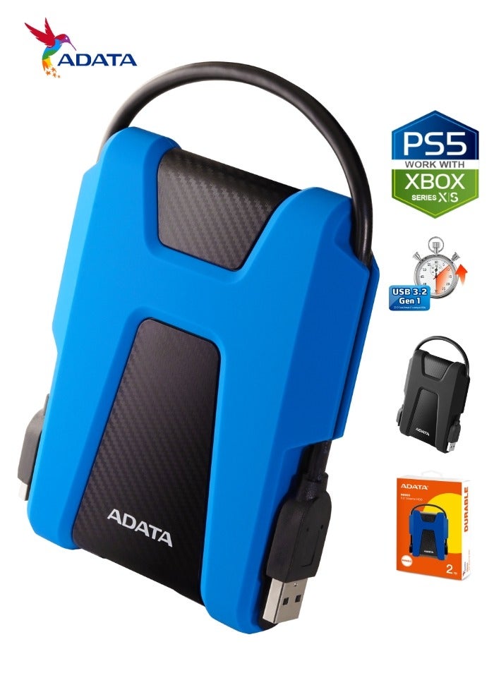 Compare HD680 DURABLE 2TB External HDD | AntiShock Hard Drive | Compatible with PS5 XBOX | Blue at KSA Price