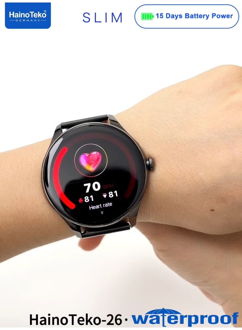 Compare 26 Slim Waterproof Smartwatch for Gents with AMOLED Display, Bluetooth Calling, 15Day Battery, 3 Interchangeable Straps, Heart Rate & Sleep Monitoring, MultiSport Modes – Lightweight Stylish Silver at KSA Price