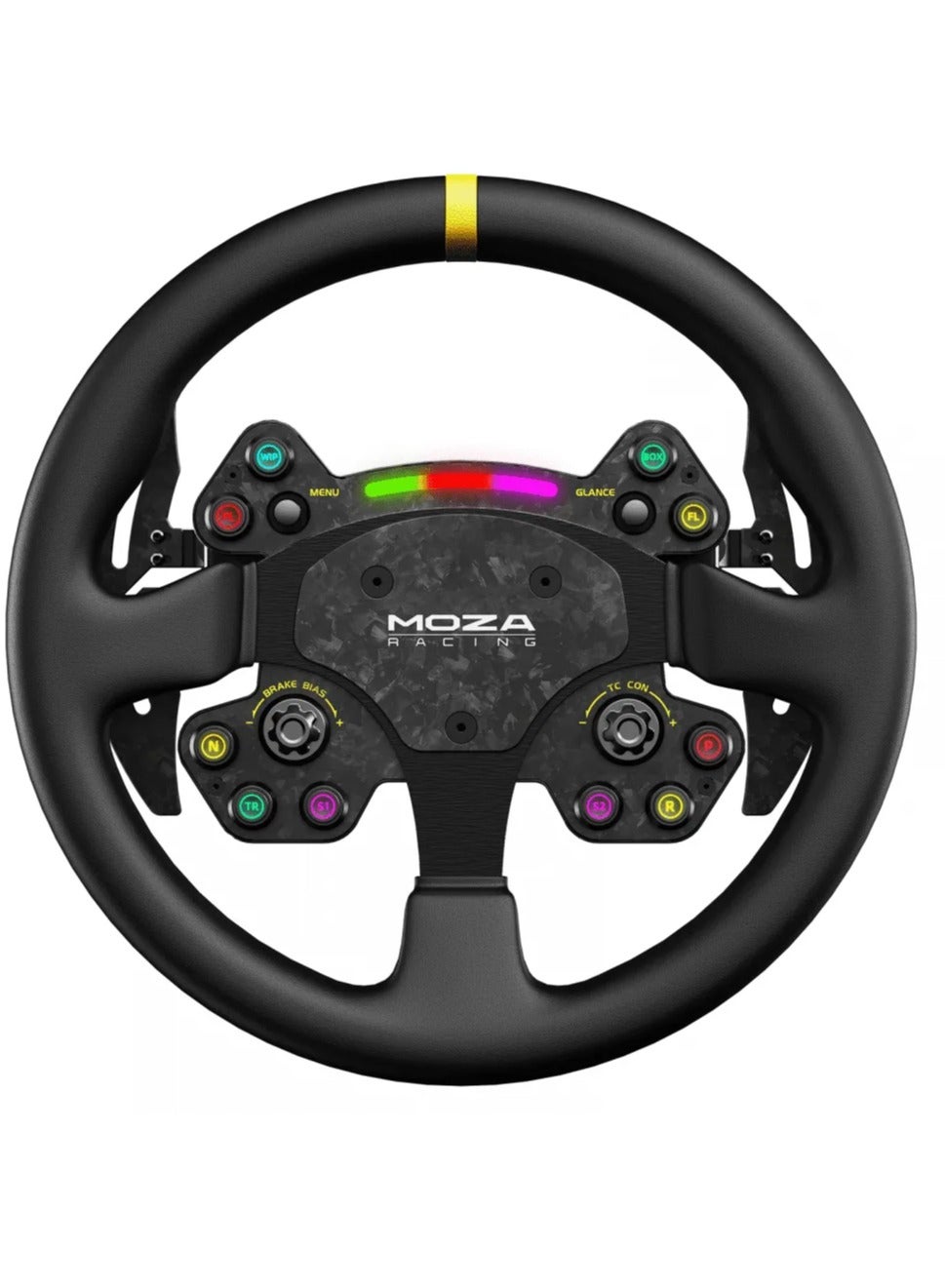 Compare Moza RS V2 Racing Steering Wheel – 13 Inch GT Sim Racing Wheel with Forged Carbon Fiber, RGB Shift Light Indicator, Magnetic Shifters – Compatible with Moza Racing Bases at KSA Price
