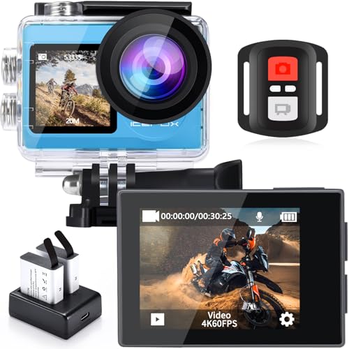 Compare icefox i8 Action Camera with 20MP, 5X Zoom, Underwater Waterproof Camera with Optimized EIS, Video & Photo Editing by Snap Pro App, WiFi Remote Control for Diving, Cycling and Vlogging at KSA Price
