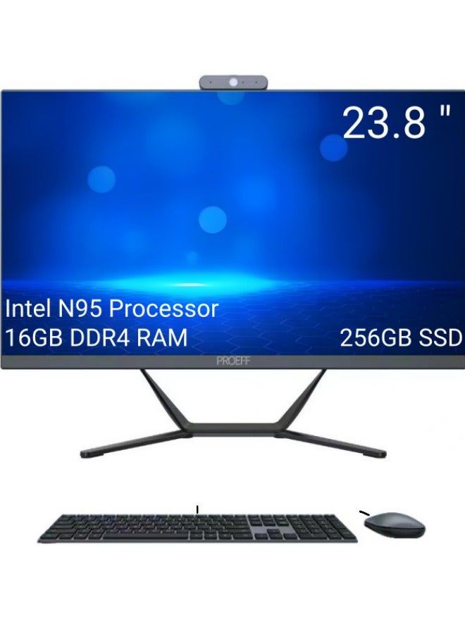 Compare AllInOne PC 23.8 inch Desktop Computer,Full HD 1920x1080,Intel  12th Gen Alder LakeN95 Processor16GB DDR4 RAM256GB SSD?3 Million Pixel CameraWindows 10 Pro?EnglishArabic Keyboard and Mouse,Black english_arabic Black at KSA Price