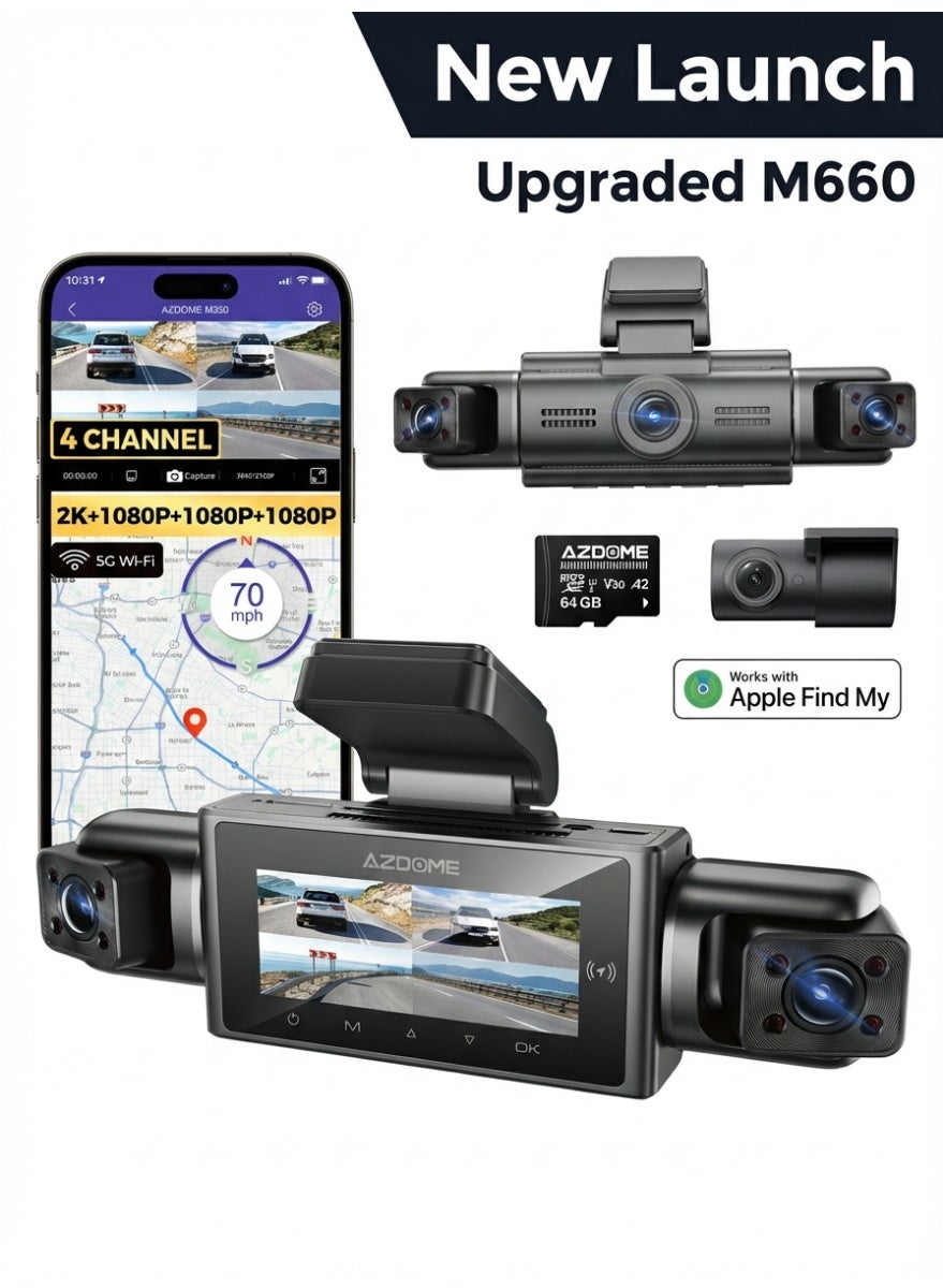 M350 (Upgraded M660) 4-Ch Dash Cam with 2K Front…
