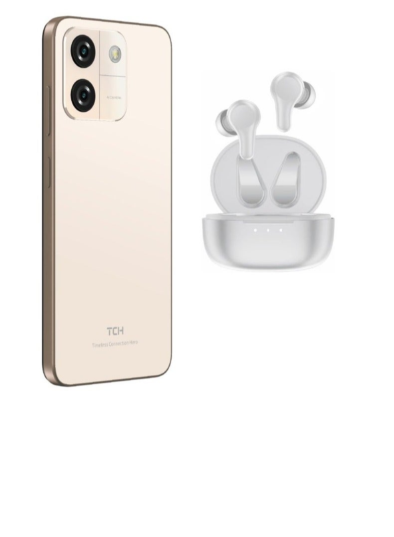Compare TCH Neo Gold Smart Phone 4GB+4GB RAM 64GB Dual Sim Transperent cover in box + L30 Wireless Earbuds White at KSA Price