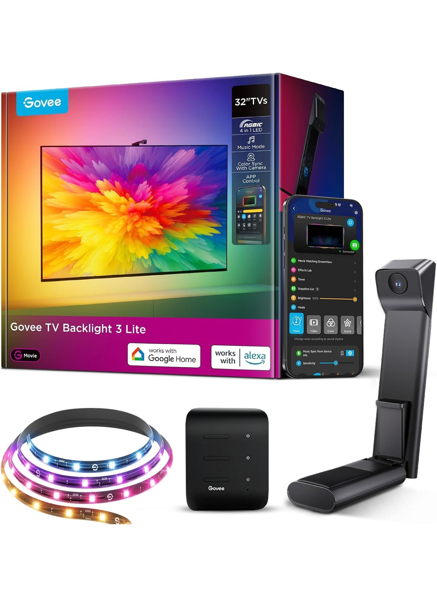 Govee TV Backlight 3 Lite with Camera, 1.8m…
