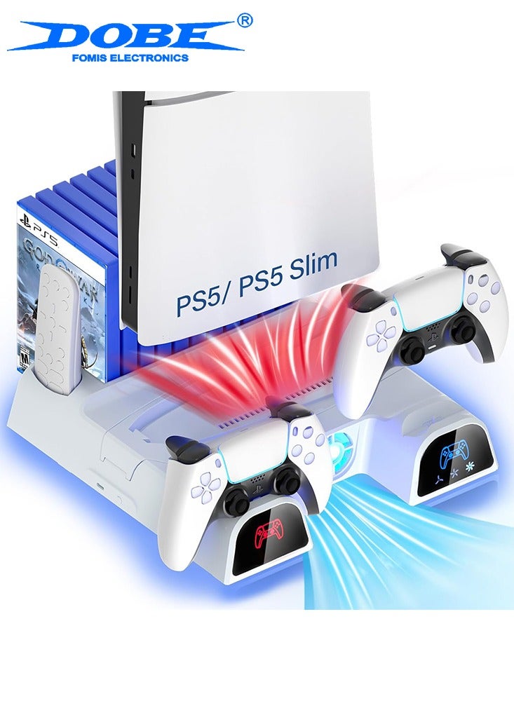 Compare PS5SlimPro Cooling Stand for Disc & Digital Console, PS5 Controller Charger with 3 Level Fan and 11Pcs Game Storage, PS5SlimPro Accessories at KSA Price