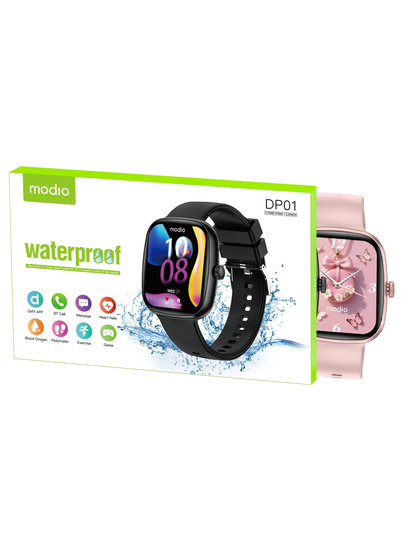 Modio DP01 Waterproof Smartwatch with 2.01 Inch Full…