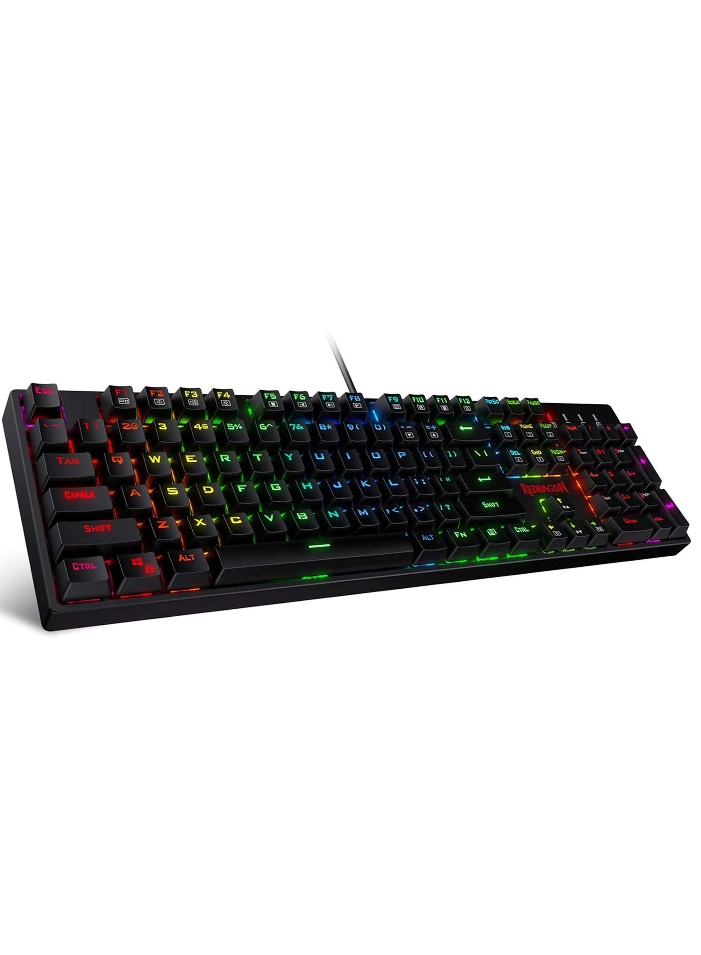 Compare Redragon SURARA K582 RGB LED Backlit Mechanical Gaming Wired Keyboard with 104 KeysLinear and QuietRed Switch, Black at KSA Price