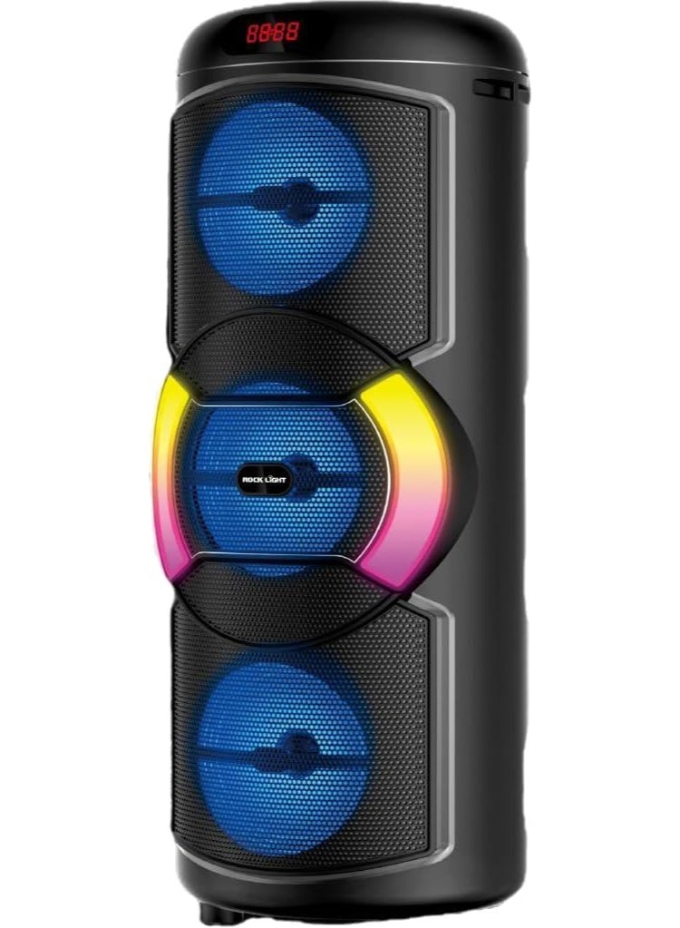 Compare S822 Cocktail Party Speaker, 30W, Triple 4x7 Woofers, Bluetooth, FM Radio, RGB Disco Lights, Wireless Microphone at KSA Price