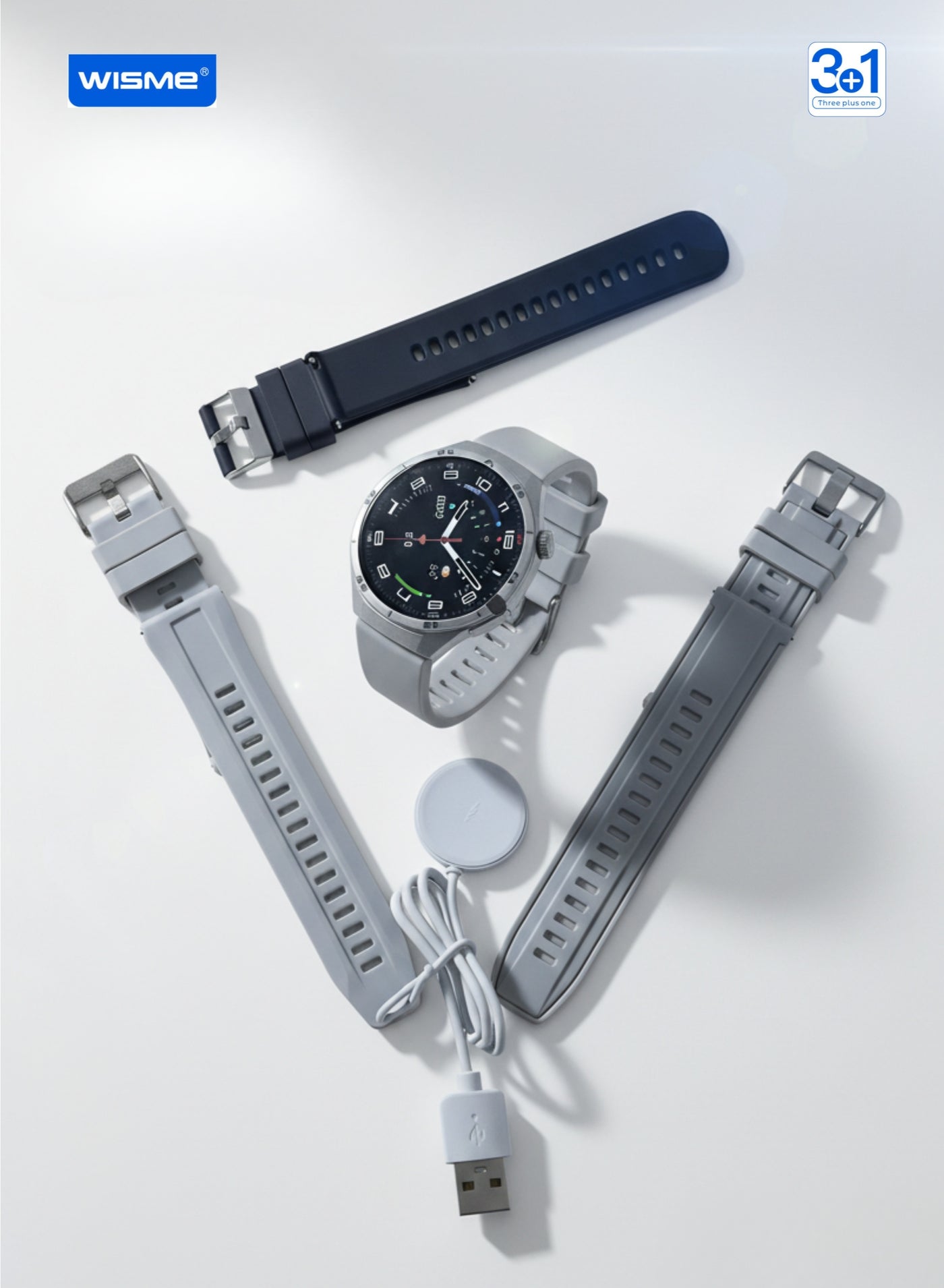 Compare WISME X56 MAX Smartwatch Silver – Bluetooth Calling, GPS Positioning, Notifications, 3 Straps, Magnetic Charger at KSA Price