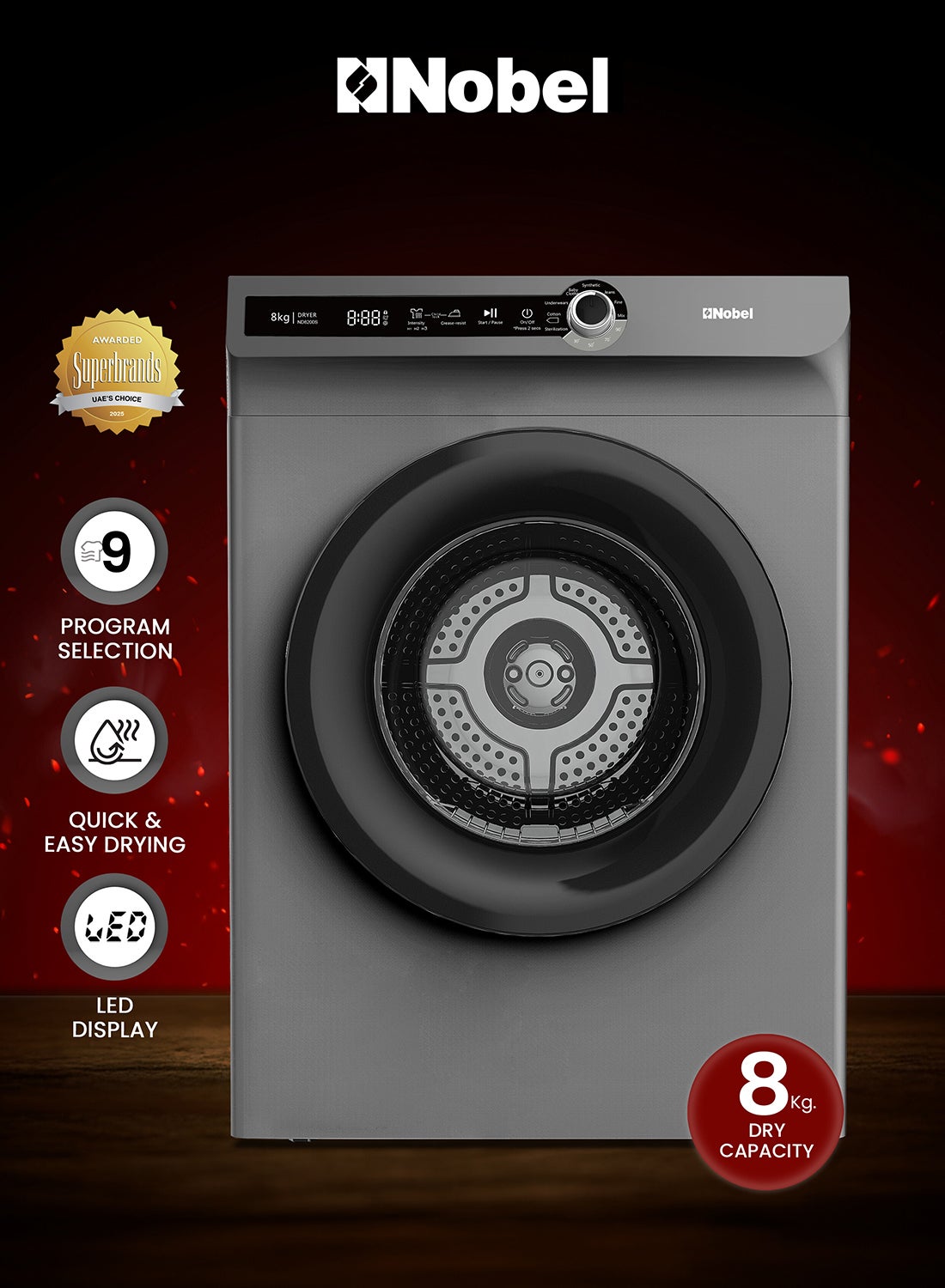 Compare 8kg Vented Clothes Dryer LED Display, 8 Programs, Water Temperature Selector, Child Lock, Dim Grey – 1 Year Warranty 8 L 2000 W ND8200S Grey at KSA Price