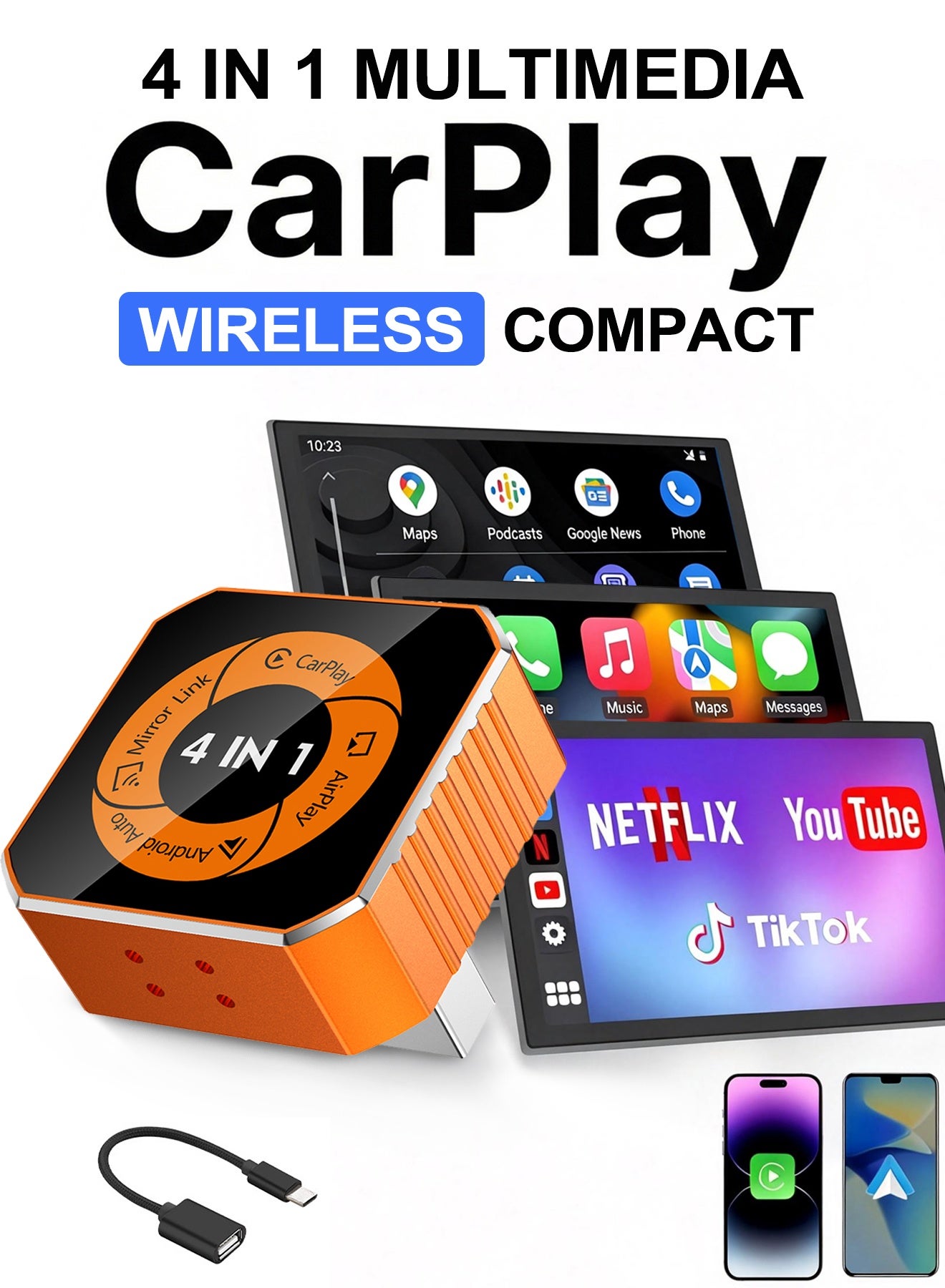 4-in-1 Wireless CarPlay & Android Auto Adapter…