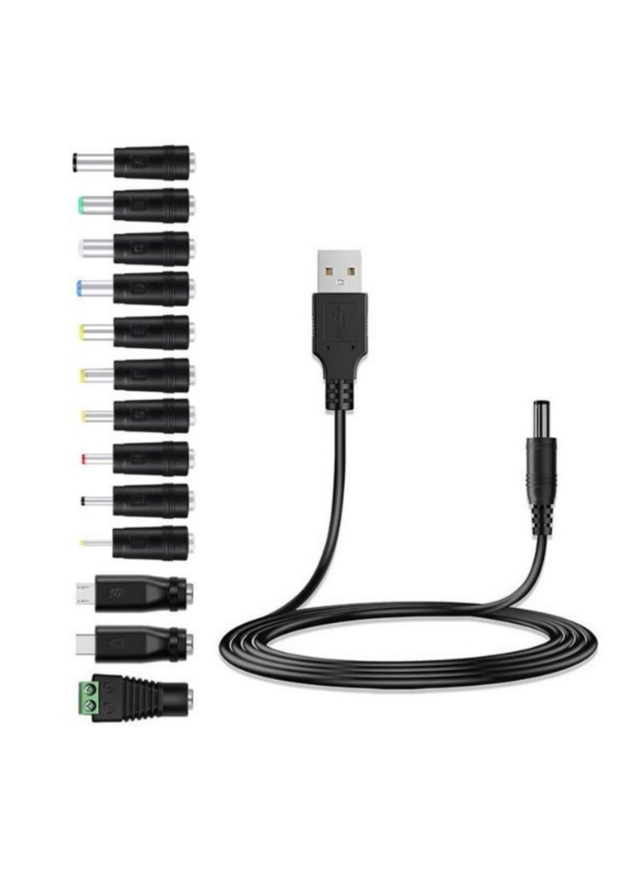 Compare 5V USB to DC Charging Cable, DC 5.5 x 2.1mm with 13 Connectors, 3.3FT, Universal Power Cord for Toys, Watches, Fans, Speakers, Headsets, Monitors, Table Lamps, Phones, LED Light Strips, Routers Black at KSA Price
