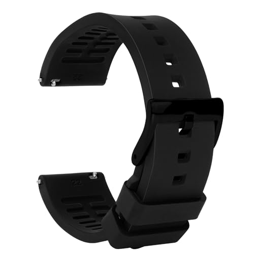 Compare TStrap Silicone Watch Band for Men Black Quick Release Watch Band for Women Soft Waterproof Smart Watch Bracelet Clasp Correa de Silicona para Reloj Replacement 18mm 19mm 20mm 21mm 22mm 24mm at KSA Price