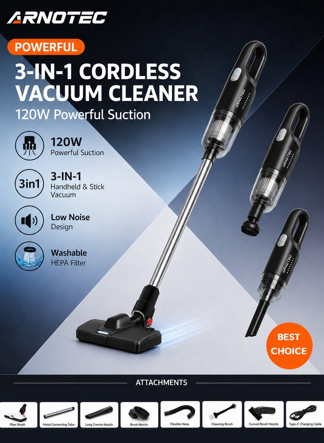 Cordless Vacuum Cleaner, 12,000 Pa Suction Power,…