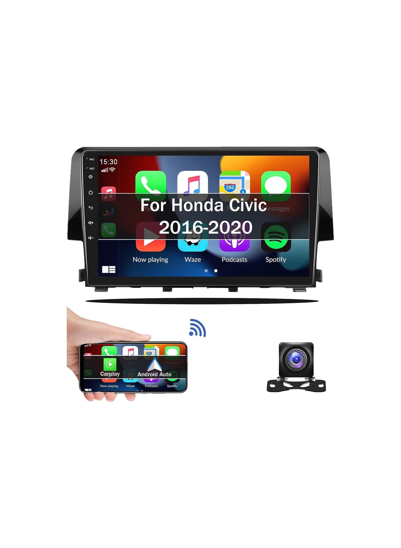 Compare Android Car Stereo for Honda Civic 2016 To 2020 6GB RAM 128GB ROM Support SIM Card, Apple Carplay, MirrorLink WiFi BT, Radio GPS Navigation, 9 Inch IPS Touch Screen with Backup Camera Included at KSA Price