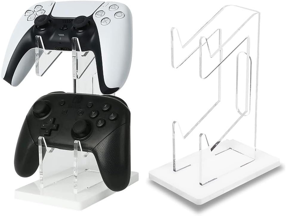 Compare Game Controller Holder 2 Tiers,Controller Stand Headphone Holder,Acrylic Clear Controller Display Stand Compatible with Nintendo Switch Xbox PS5 PS4,Desk Mounts,White Base at KSA Price